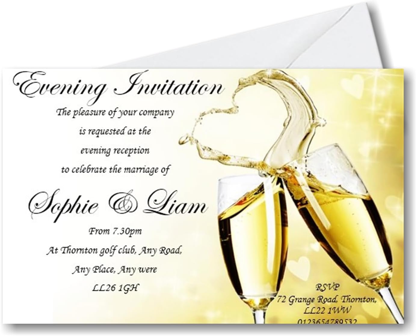 50 Personalised Wedding Evening Invites - Invitations WE14