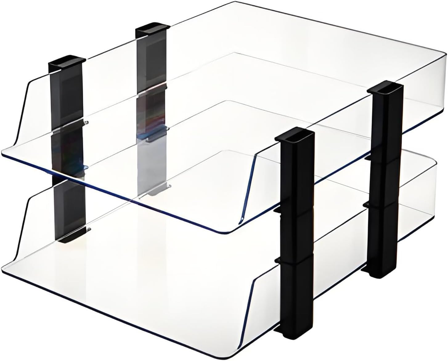 Amazon.com: RHONZHAO Clear 2-Tier Stackable Paper Tray Organizer for ...