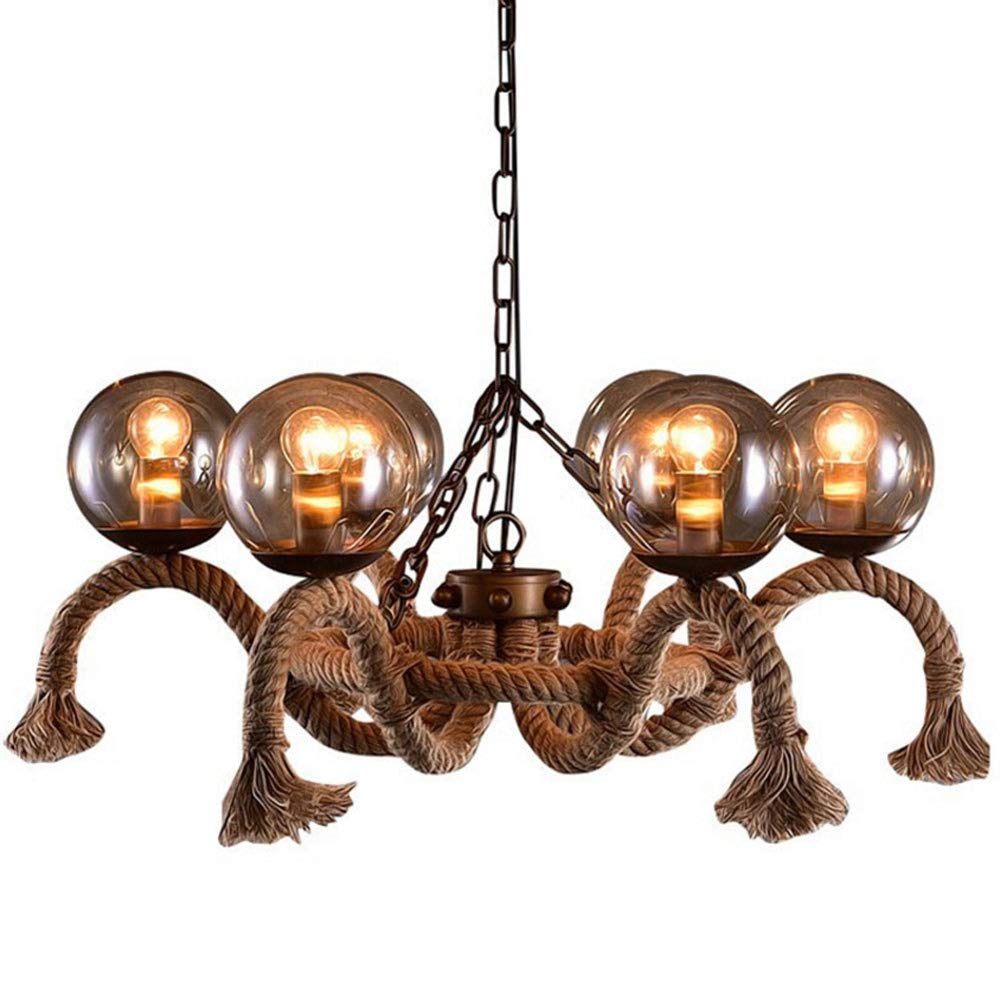 Lustre de style industriel 6 E27 suspension vintage salon et cuisine îlot