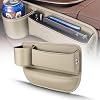 Car Leather Cup Holder Gap Bag,Car Seat Gap Storage Box, Leather Cup Holder Gap Organizer Bag with Cup Holder for Phones Glasses Keys Cards (Beige,Driver)