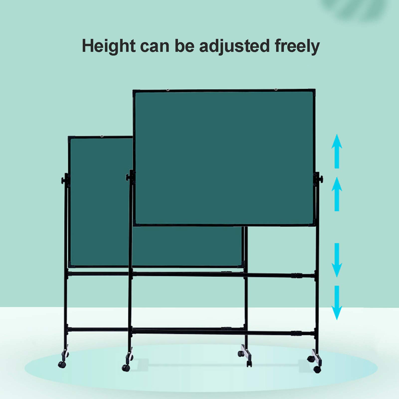 Doppelseitige, magnetische, trocken abwischbare Tafel, 360° Flip, höhenverstellbar, 90 x 120 cm, für Zuhause, Schule, Büro