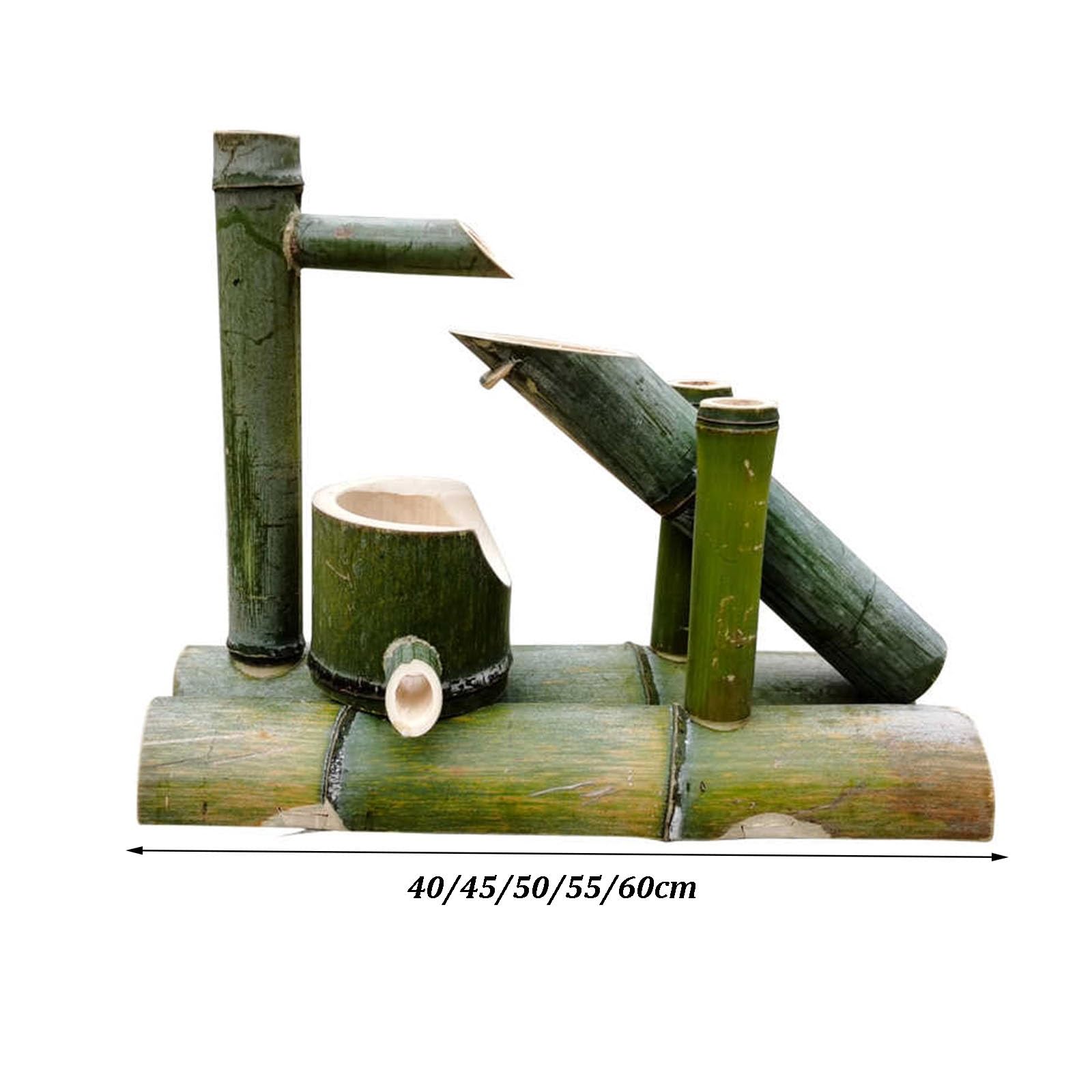 Kit Fontaine en Bambou, Fontaine de Jardin Artisanale avec Pompe, Jet d'eau étagé, Fontaine Solaire extérieure 6 W pour terrasse, Jardin, Bassin et pelouse, 45 cm