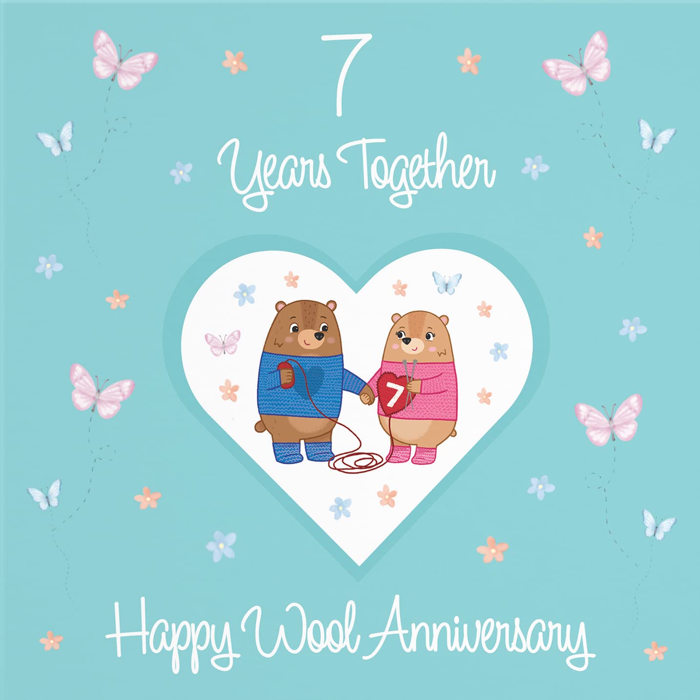 Hunts England, 7th Anniversary Card For Him Or Her, 7 Years, Wool Anniversary, Romantic Meadows, Fun Card - Image 2