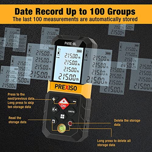 image for PREXISO Laser Measure, 215Ft Laser Measurement Tool with Entension for