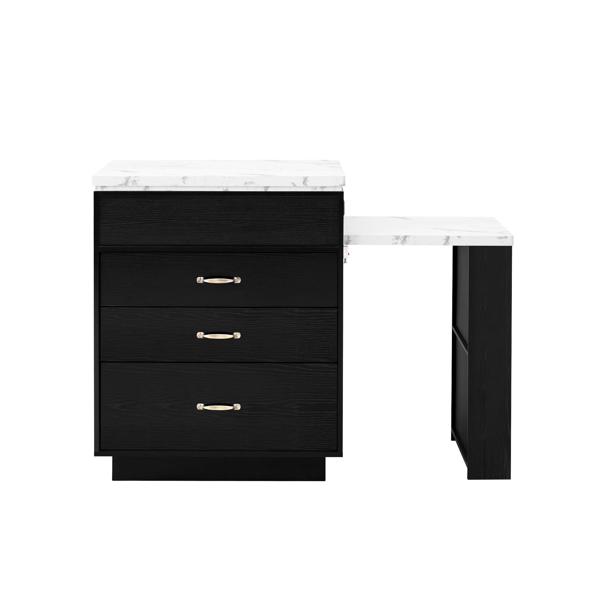 Isla de cocina, armario de cocina con ruedas, mesa de comedor extensible con iluminación LED, mesa de cocina con regletas, como aparador, mueble o mesa de bar para cocina, comedor (negro)