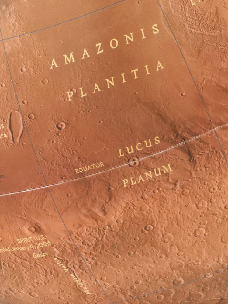 Tecnodidattica - Mappamondo National Geographic Marte| Accurata Cartografia fisica del Pianeta Rosso | Luminoso e girevole | Base in nylon | Design Studio Tools | Diametro 30 cm