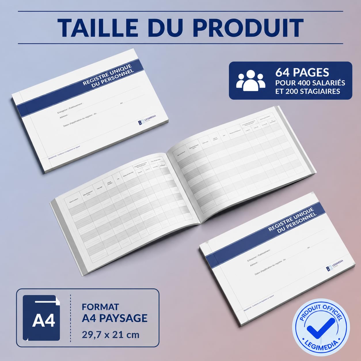 Registre Unique Du Personnel Obligatoire – Dès Le 1er Salarié – Conforme À La Législation – Avec Partie Stagiaires – Format A4 – 64 Pages – Édition 2026 - LEGIMEDIA ÉDITIONS