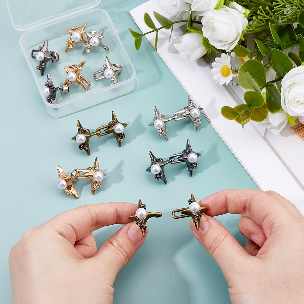 SUPERFINDINGS 8 Sets Adjustable Star Button Star Adjustable Pant Waist Tightener Clip Detachable Decorative Waist Buckles Jean Tightening Buttons for Pants 4.7x2.9cm - Image 3