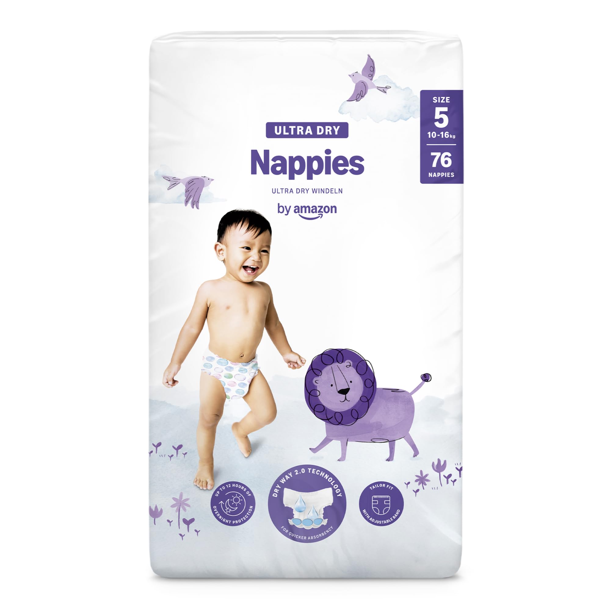 by Amazon - 76 Ultra Dry Nappies - Taglia 5 (10-16kg) (Stesso Prodotto Commercializzato in Precedenza con il Marchio Mama Bear)