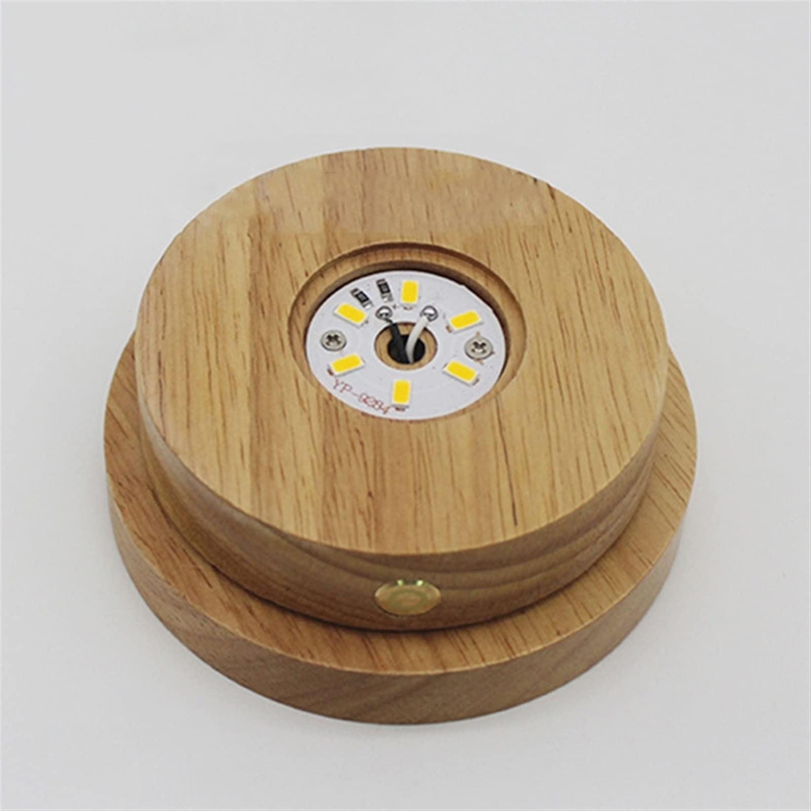 Striscia LED, strisce di illuminazione, striscia LED, luce a LED a stelo rotante luminoso, espositore oggetto trasparente in vetro, supporto rotondo in legno, forniture da bar, supporto per luce