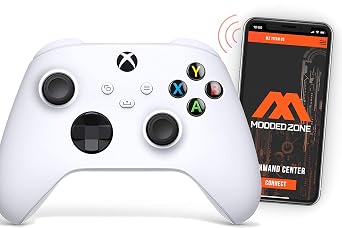 Rapid Fire Custom Standard Modded Controller compatible with Xbox One S/X 40 Mods for All Major Shooter Games 3.5 mm jack Robot White