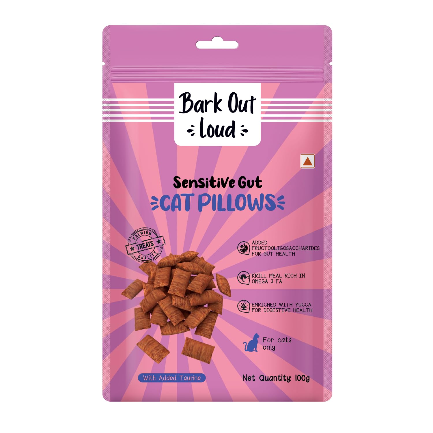 Bark Out Loud Cat Pillow | Crunchy Cat Treats with Fresh Chicken & Dried Krill | Prebiotics, Taurine, Vitamin E, DHA, Omeg... - Review, Price and Buying Guide