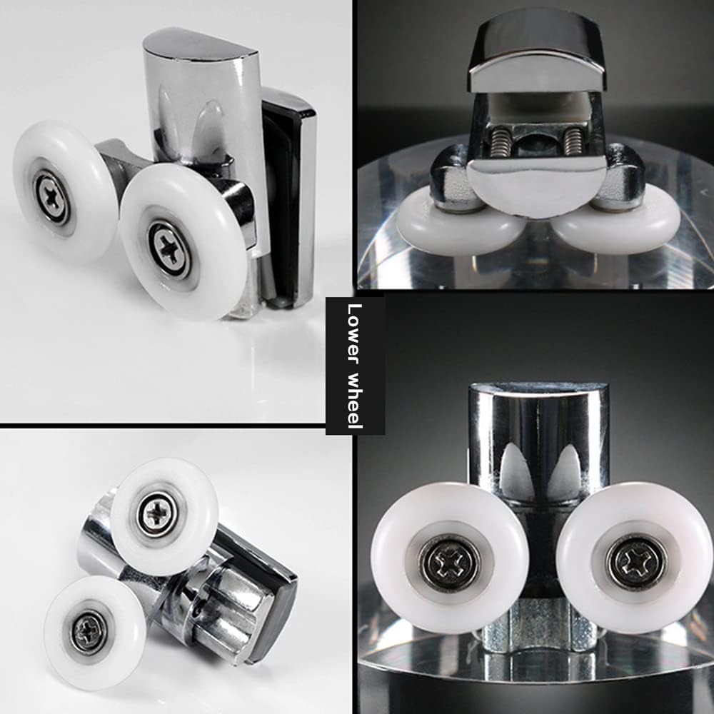 Roulettes de Porte de Douche,23 mm Roues en Haut ou en Bas(2top+2bottom) | porte Coulissante Douche pour Cabine Salle de Bains Porte en Verre