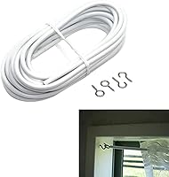 Vista 8 de Xiaokeis Kit de cables de cortina de red para colgar de 2 a 13.1 ft, cuerda de cortina con ganchos autoadhesivos para barra de cortina, 157.48