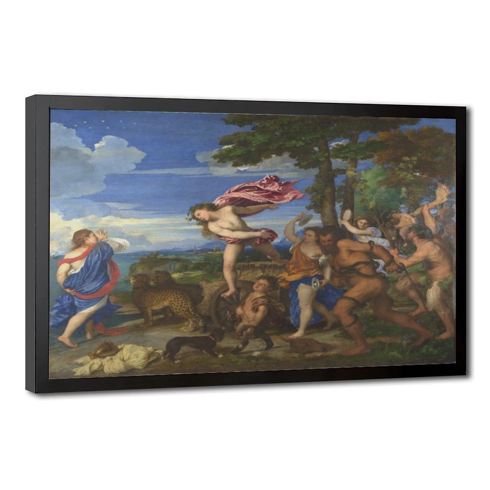 WCYB Bacchus And Ariadne by Titian Posters Prints Canvas Deco Paintings Wall Art Hangable Frame 8" L X 12" W