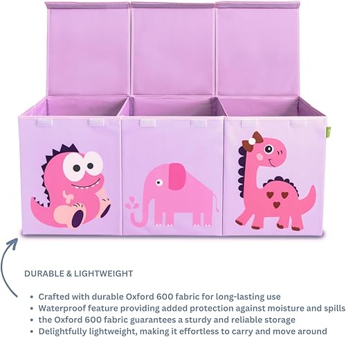 Miniatura 8 de Ethiques - Cofre grande plegable para juguetes de 40 x 16 x 14 pulgadas, color morado (lindo dinosaurio)