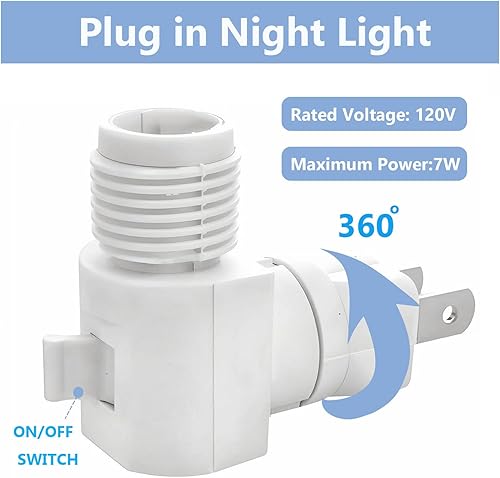 Miniatura 3 de Módulo de luz nocturna enchufable con interruptor de encendidoapagado, luz de pared giratoria de 360 con anillo de fijación de pantalla G9, enchufe