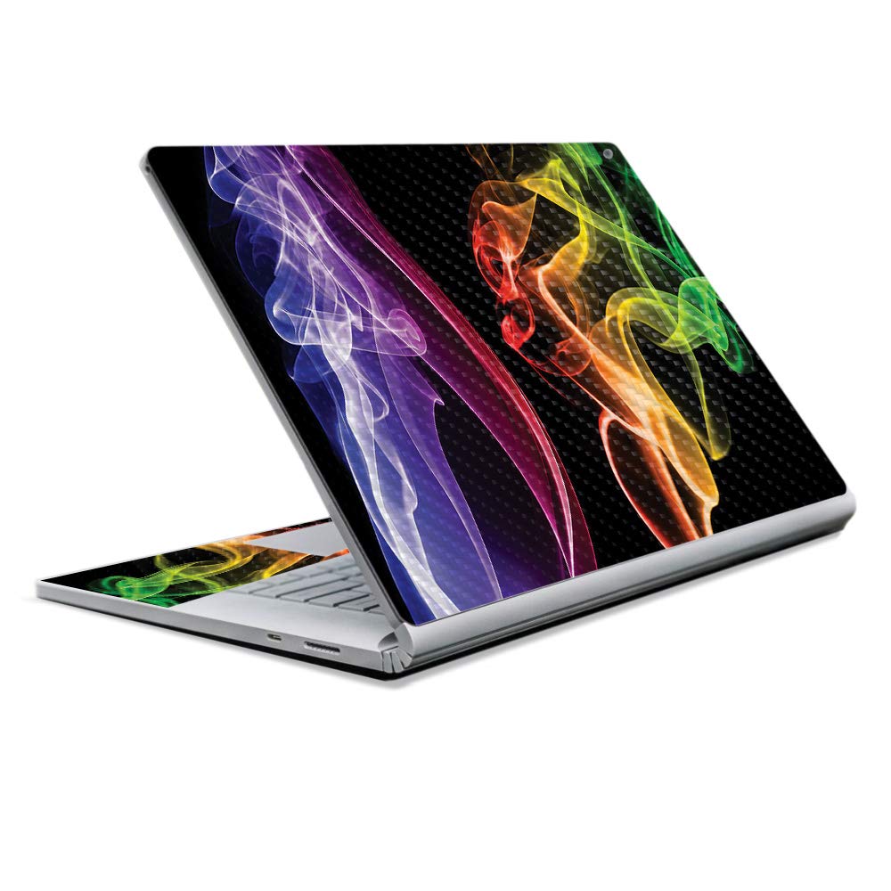 MightySkins Carbon Fiber Skin for Microsoft Surface Book 2 13" (2017) - Bright Smoke,Protective, Durable Textured Carbon Fiber Finish,Easy to Apply, Remove, and Change Styles,