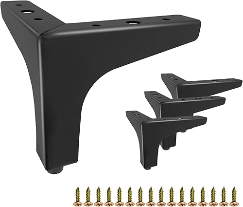 Juego de 2 patas de mesa de centro de metal de 16 pulgadas, color negro