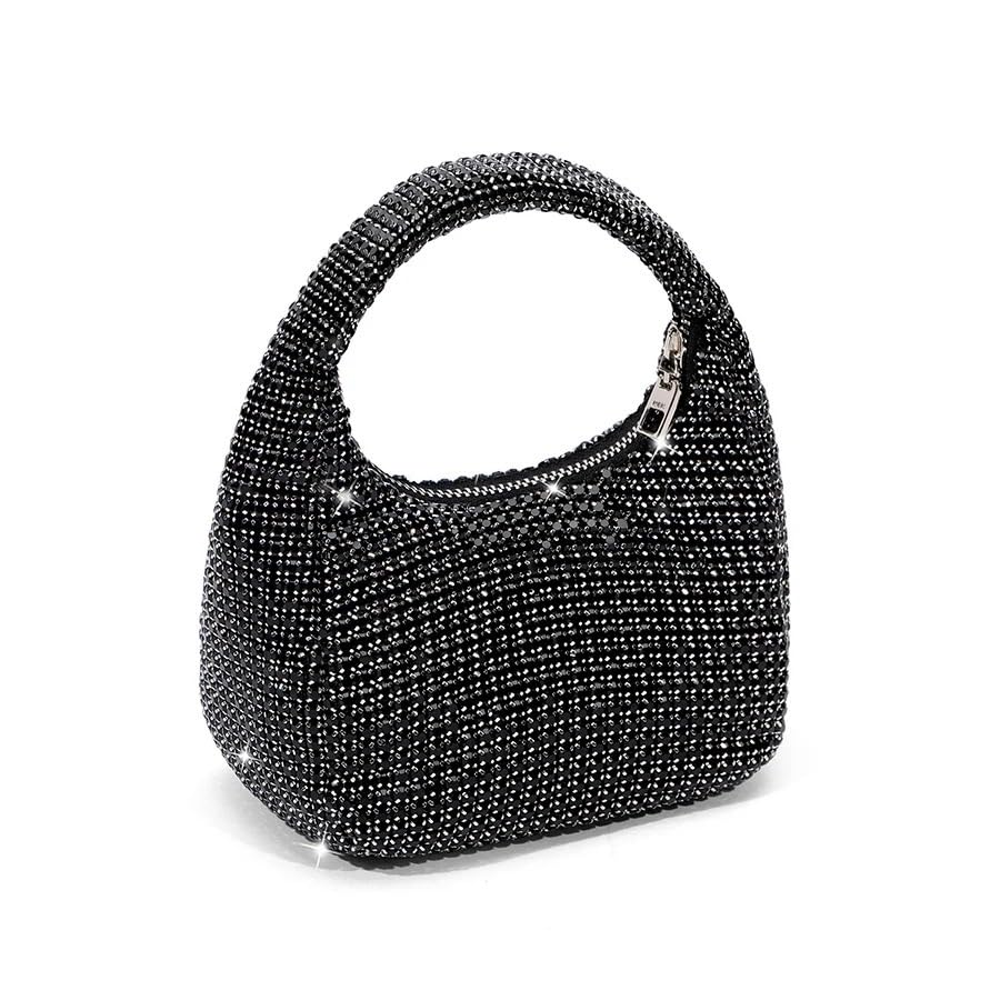 DCNIYT - Bolso de noche con asa de diamantes de imitación, color plateado, con asa superior de cristal, para mujer, bolsos de mano, bolsos de lujo para banquetes, fiestas