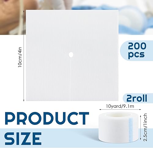 Miniatura 2 de Timgle 400 Piezas Almohadillas de Gasa Dividida de 4" x 4" 6 Capas Esponja de Gasa de Drenaje Dividido No Tejida con Abertura Esponjas de Vendaje