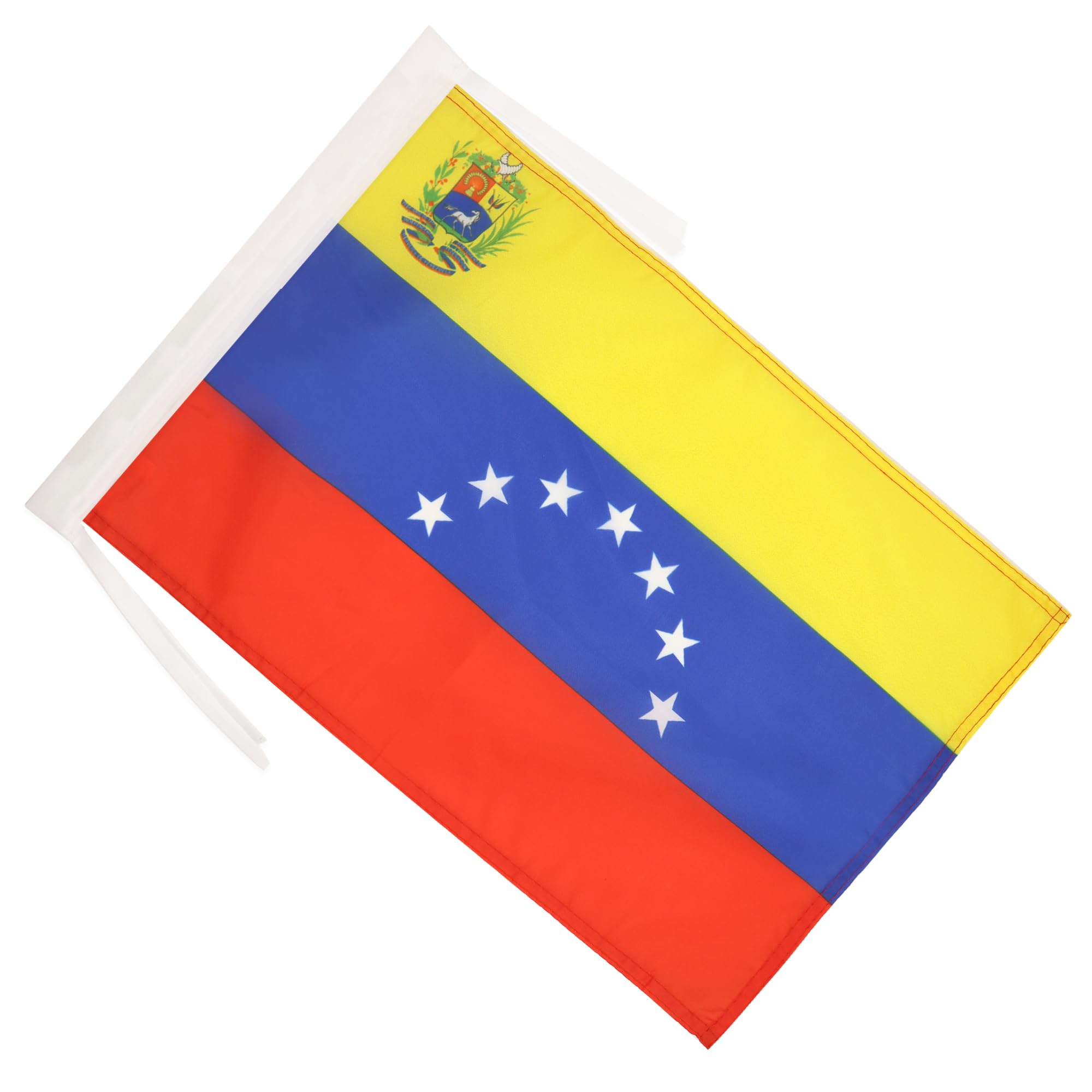 Anley Juego de banderas de escritorio de lujo de Venezuela, bandera venezolana de escritorio en miniatura de 6 x 4 pulgadas con poste sólido de 12 pulgadas, color vivo y resistente a la decoloración
