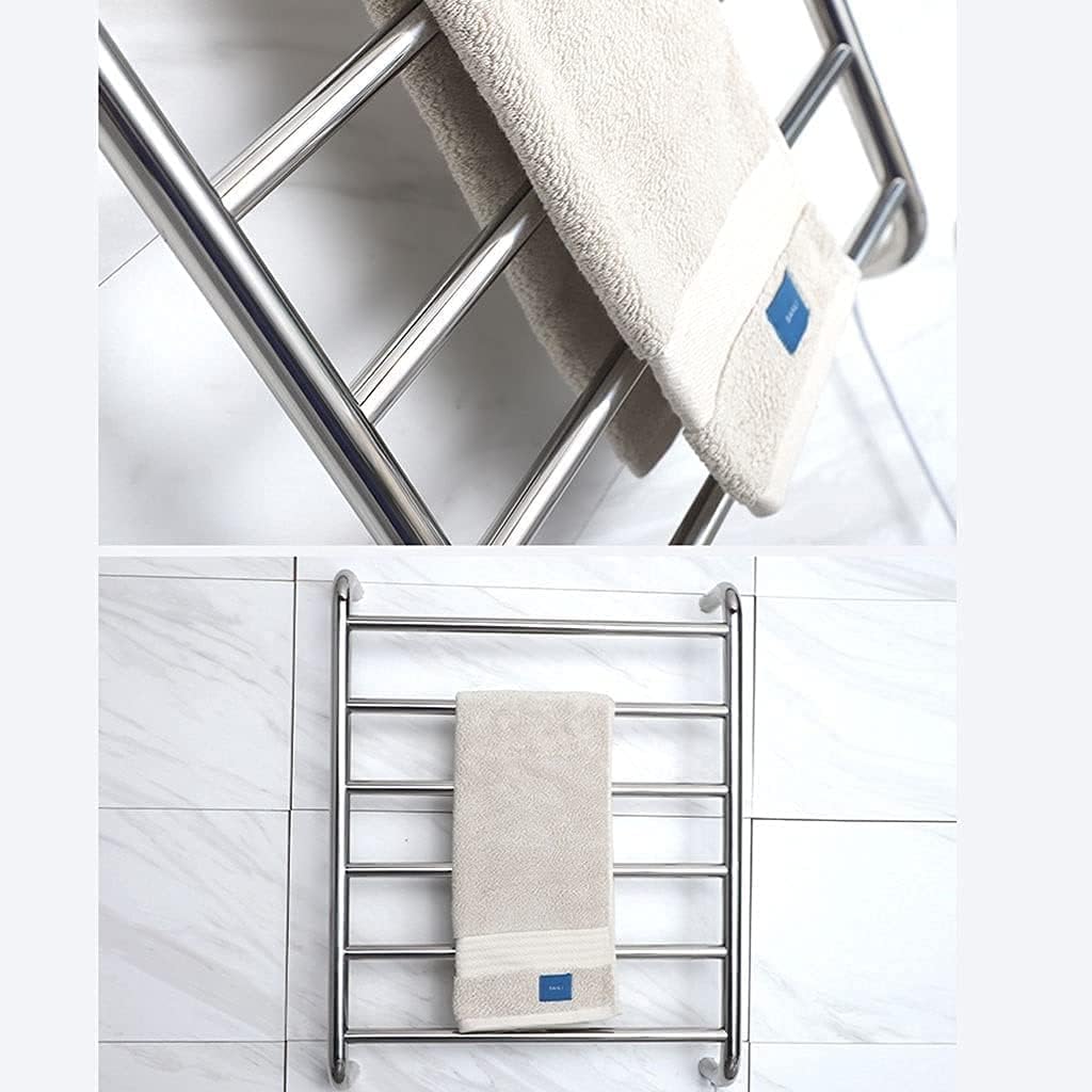 Towel Rack Bathroom Towel Drying Rack Electric with 6 Bar Wall Mounted Heated Drying Rack Stainless Steel Towel Warmer Built-in Thermostat Easy Install