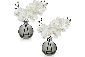 White Orchids and Black Glass Vase Table Décor