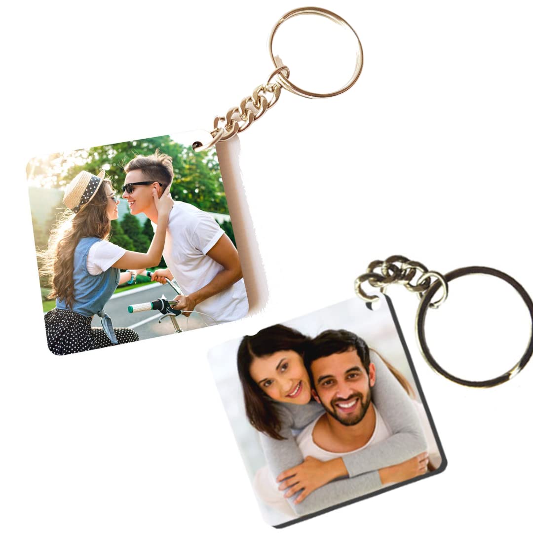 Personalized Photo Combo Keychain For Couples | Customized Mdf Wooden Keyring - Multicolor-image-22