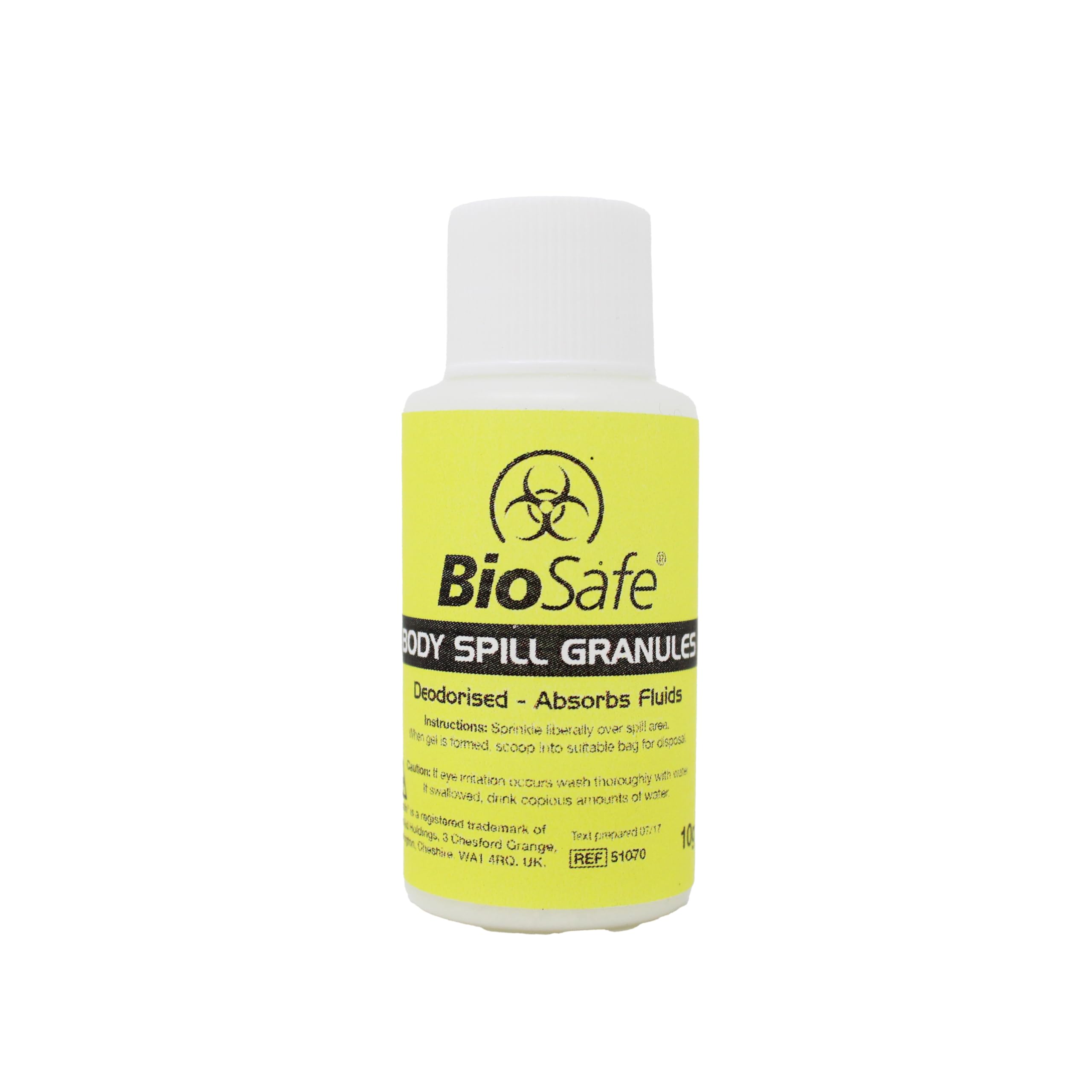 BioSafeDeodorised Super Absorbent Body Spill Granules Medical Biohazard Clean First Aid 10g