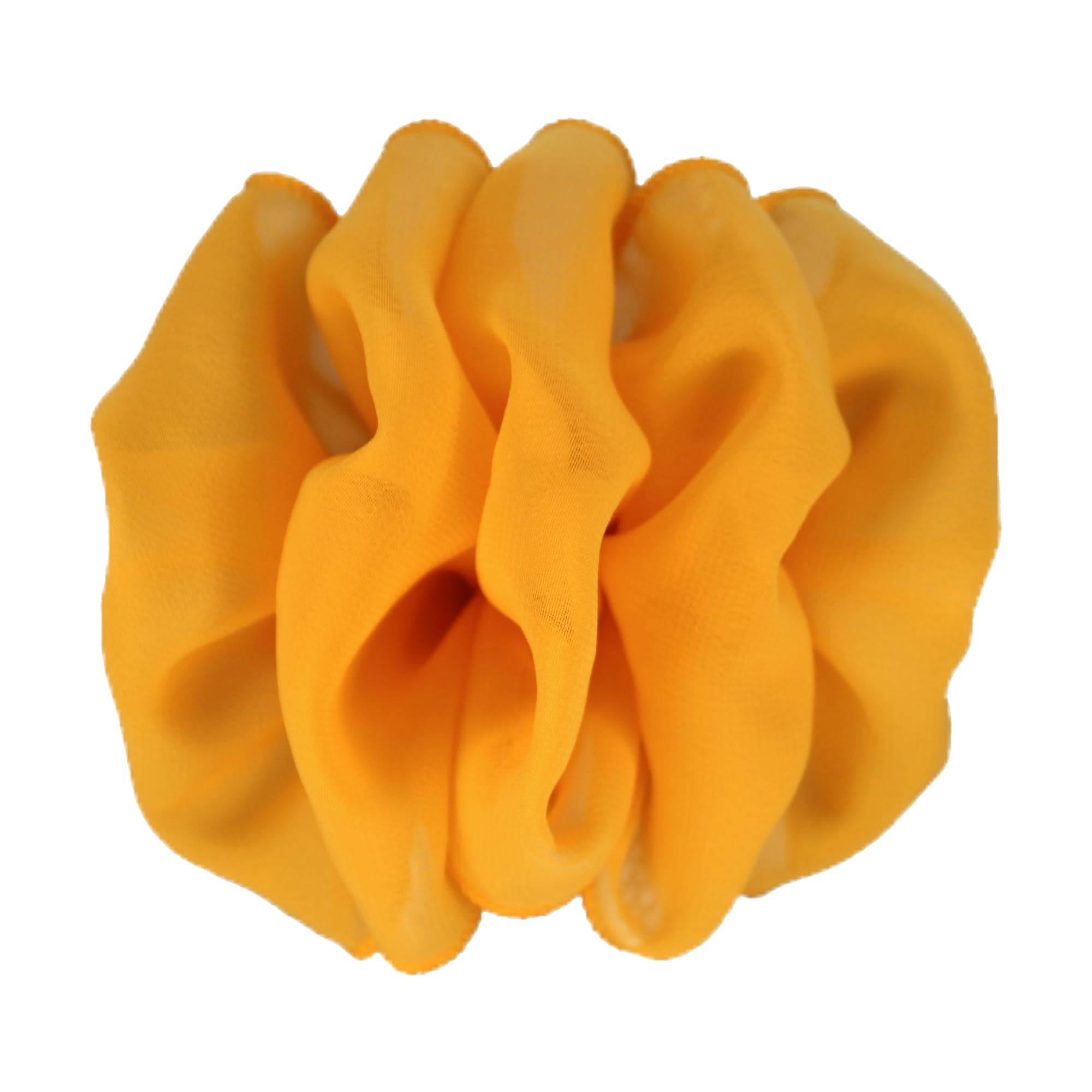 Large Chiffon French Clip Hair Bow | Handmade in USA | Metal Barrette Large Size Fabric Ribbon Scarf | Accessories for Women & Girls Thick or Fine Hair | Vintage Style (Sunny Yellow)