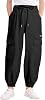 JiAmy Girls Cargo Pants Elastic Waist Drawstring Cargo Jogger Pants Streetwear Casual Loose with Pockets 6-14Y