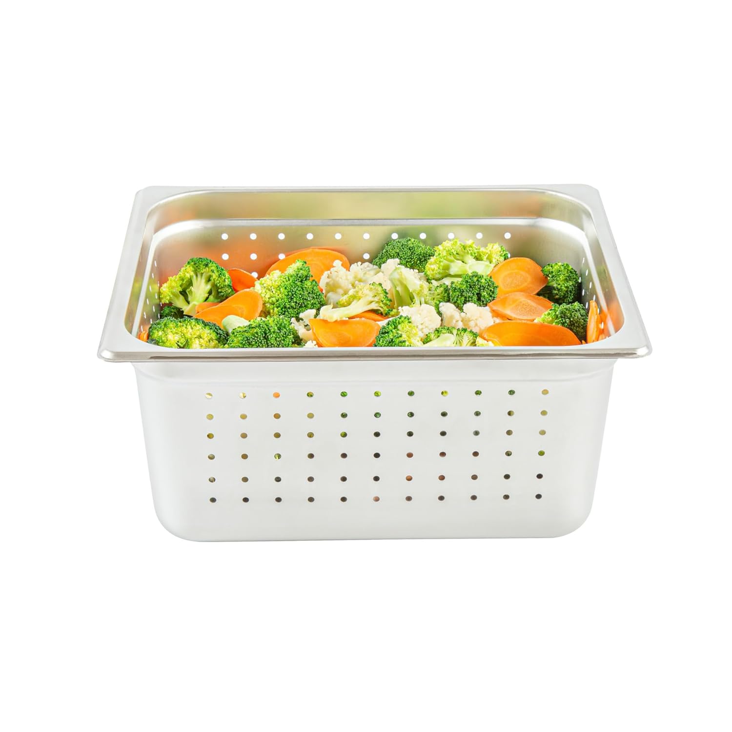 Restaurantware Steam Table Pan 1 Pack of Half Size Stainless Steel Perforated Hotel Pan Anti-Jam 6 Inch Deep Silver Commercial Kitchen Pan 24 Gauge