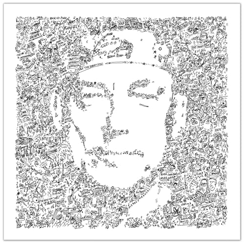 Neil Peart Illustrazione - dettagli di batteria all'interno della stampa del professore di batteria | poster con biografia illustrata - | arte regalo con scarabocchi rush (30x30cm)