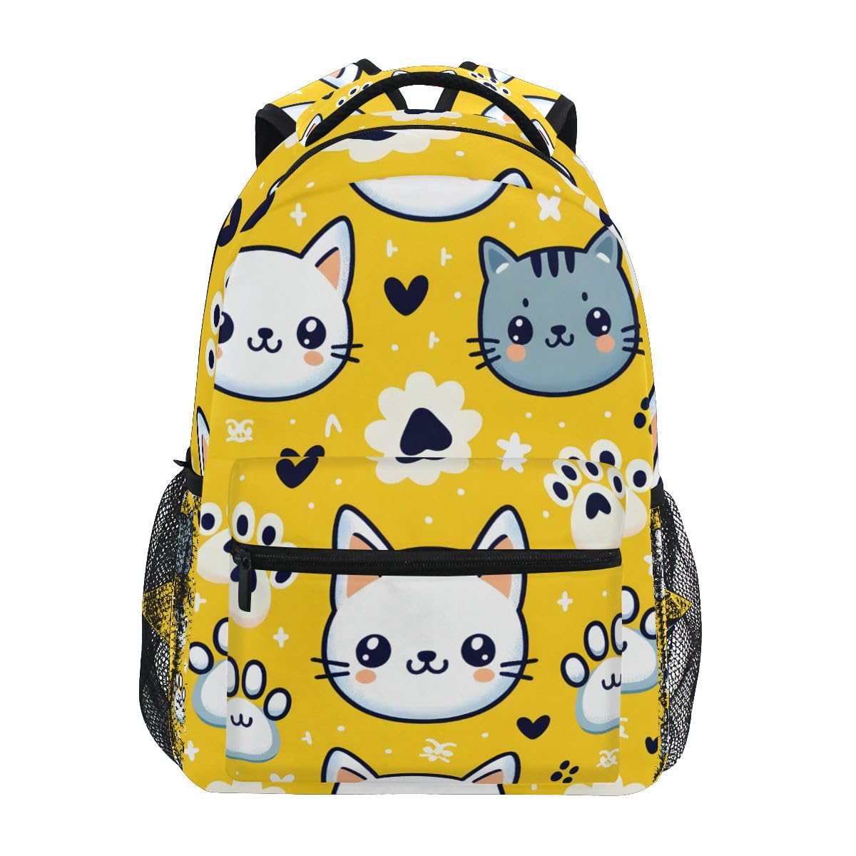 Generic Mochila escolar de dibujos animados con cara de gato y pata, mochila para libros para niños y niñas, bolsa de viaje informal para la escuela primaria, mochila de viaje para computadora portátil, Cara