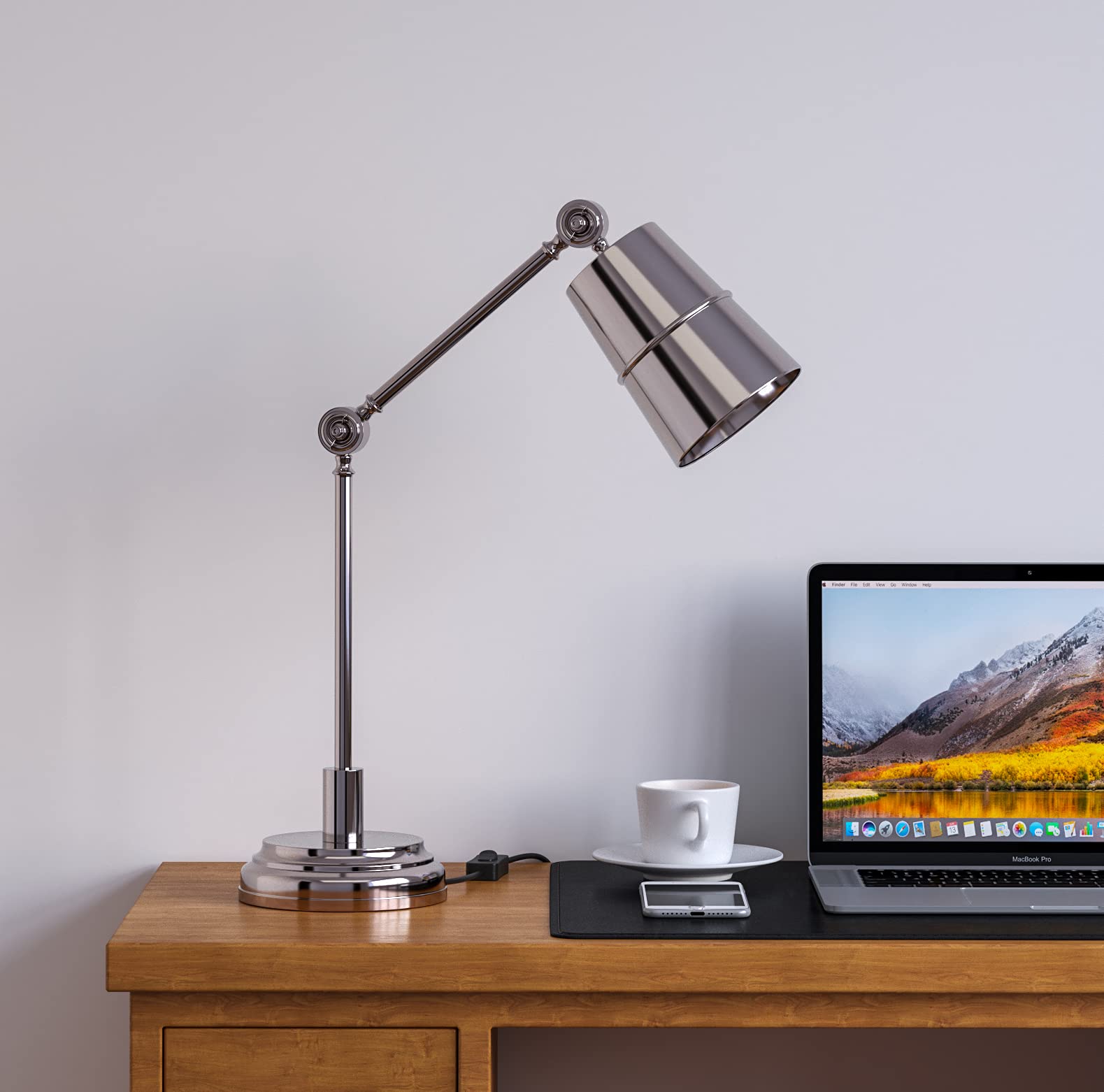 Divine Trends Study Desk Office Reading Table Lamp Silver Nickel Finish with Adjustable Head and Body Pack of 1-image-24