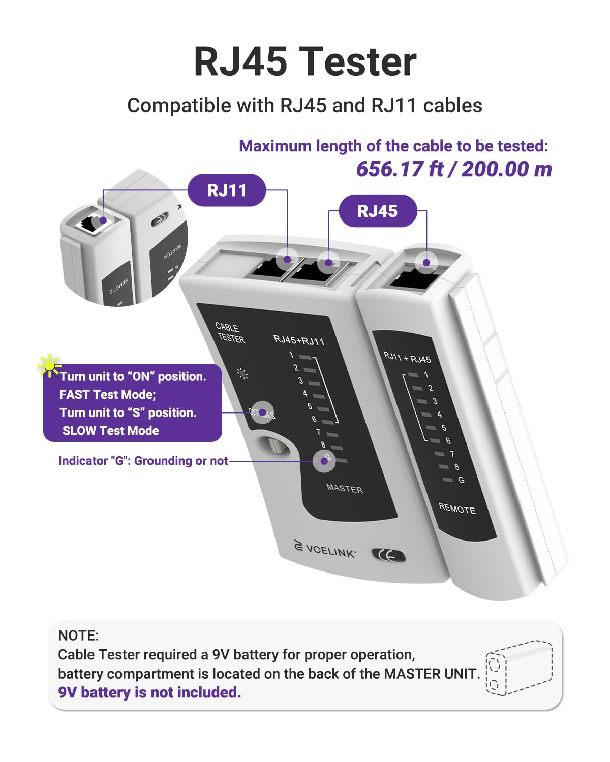VCELINK Professionnel Network d’installation Kits, Pince à Sertir RJ45 avec 20 Connecteurs RJ45 Cat7/Cat6a Pass Through, Testeur RJ45, Mini Pince à dénuder Pour, RJ45, Sac en Tissu