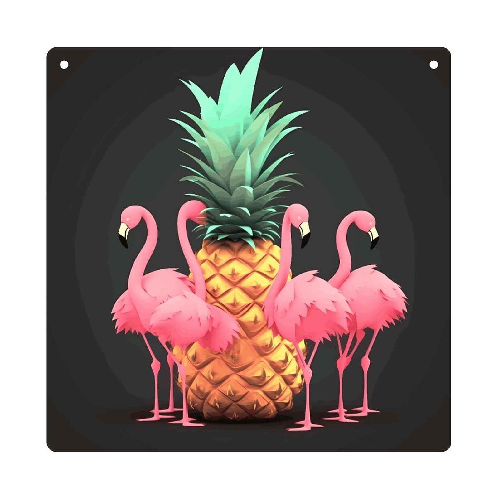 LZQPOEAS Pineapple Flamingos Square Acrylic Wall Hanging, 8-Inch Acrylic Wall Art with Rope, Premium Wall Plaque Ornament Decor for Home, Living Room, Office, Fireplace & Festive Gifts