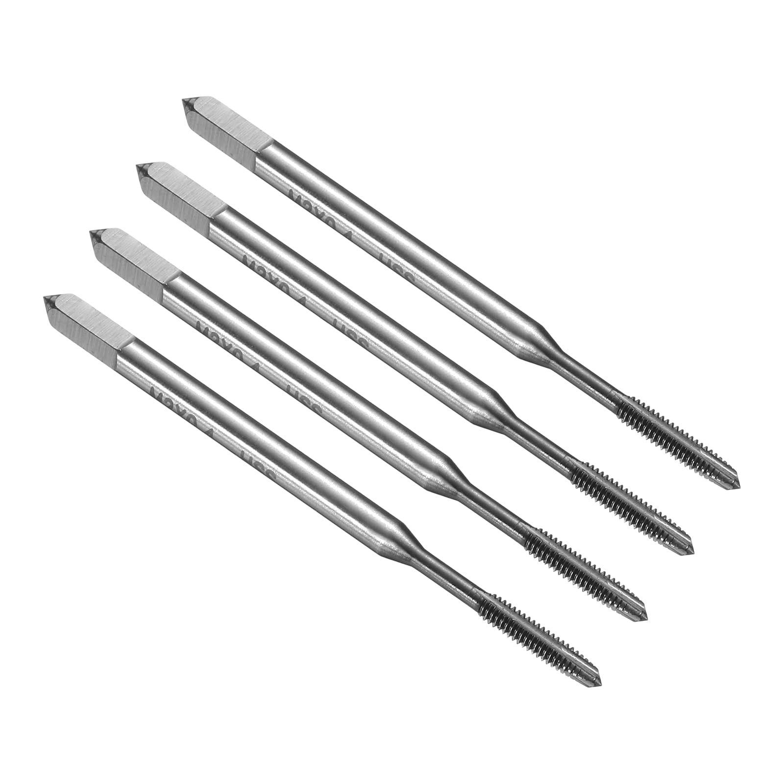 sourcing map Lot de 4 tarauds filetés à pointe en spirale, métriques M2 x 0,4 H2 avec revêtement TICN, outil de réparation de taraudage, filetage M2 en acier rapide (HSS)