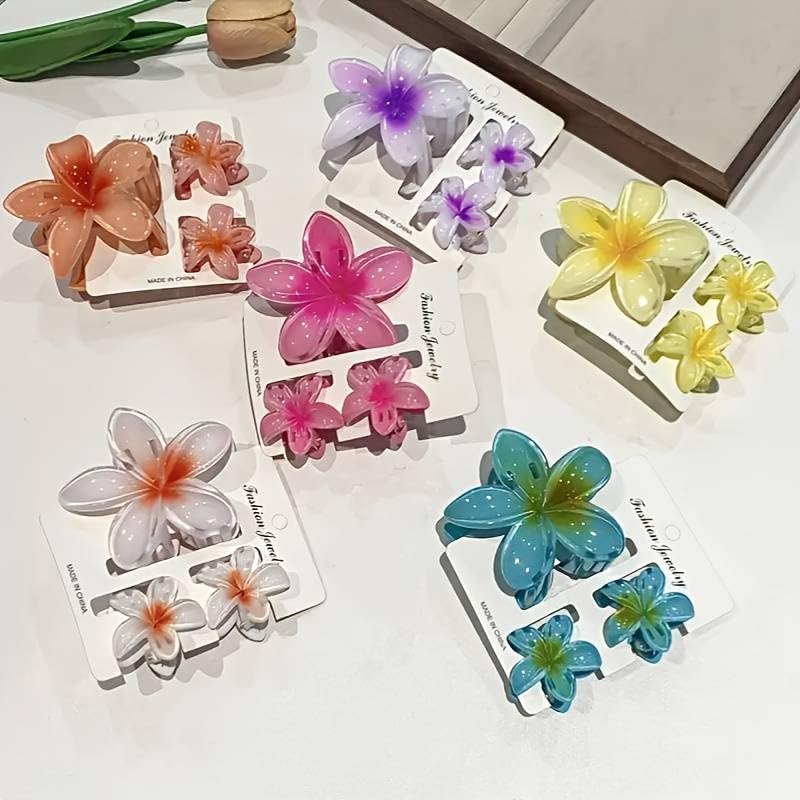 Image of Cerrito 3 Pcs Flower Hair Claw Clips Set, Gradient Lily Design, Strong Hold Hair, Stylish Accessories for Women, Girls, Cute Hair Grips, Perfect for Daily Use, Travel, Party, Gifting, Multicolor