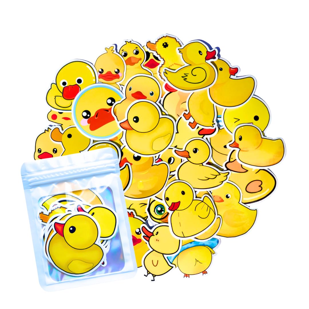 Pack Of 5 Yellow Rubber Ducks Vinyl Decal Sticker Scrapbook, Car, Wall
