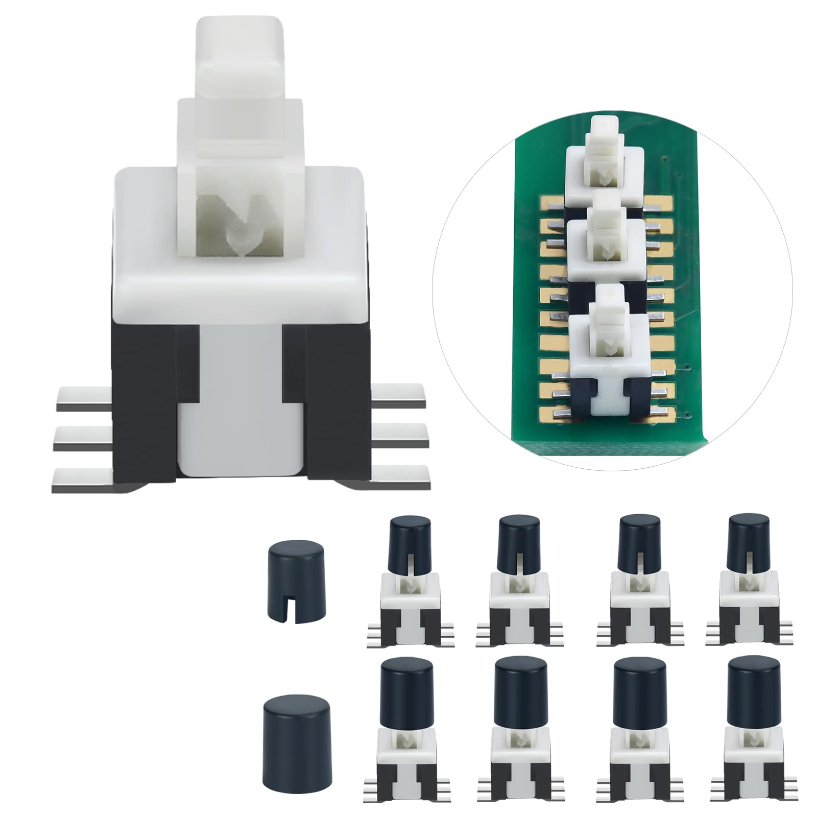 30Pcs Mini Momentary Push Button Switch Patch Mounting Circuit Board 5.8 * 5.8mm 0.23in DPDT 2-Way On Off Mini Power Button with Switch Cap 5V 12V 24V 0.5A
