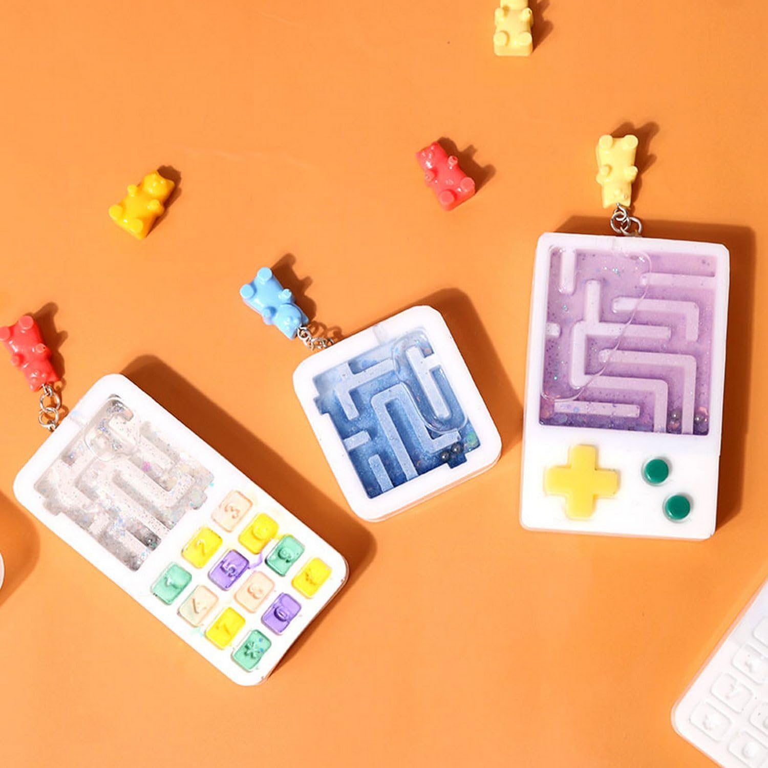 Silicone Mould Puzzle Game Resin Keychain JSM58 | DIY Resin Casting, Includes Steel Balls, Flexible & Reusable, 50x200x200mm Size, Easy to Demould-image-11