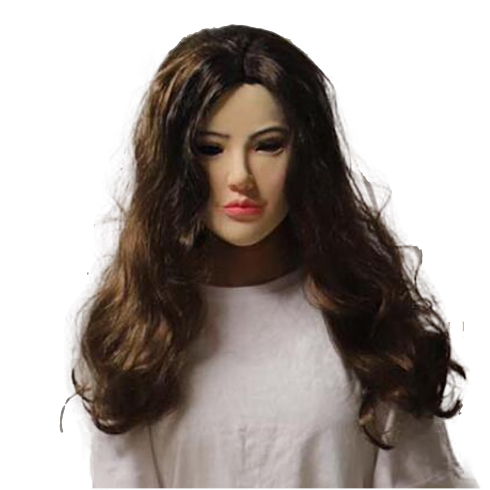 Maschera in silicone morbido da donna, in lattice, realistica, per crossdresser, transgender, Halloween, cosplay, carnevale, drag queen (con parrucca)