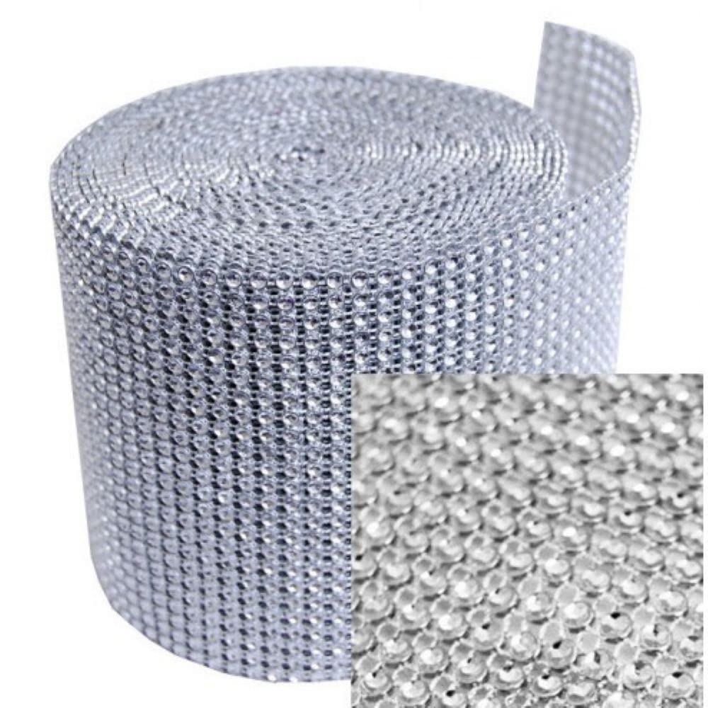 The Lovely Creations Rhinestones Trim Plastic Diamond Mesh Sheet Paste On Strass Crystal Bridal Appliqu�s for Dress Decoration 10 lines (Silver)