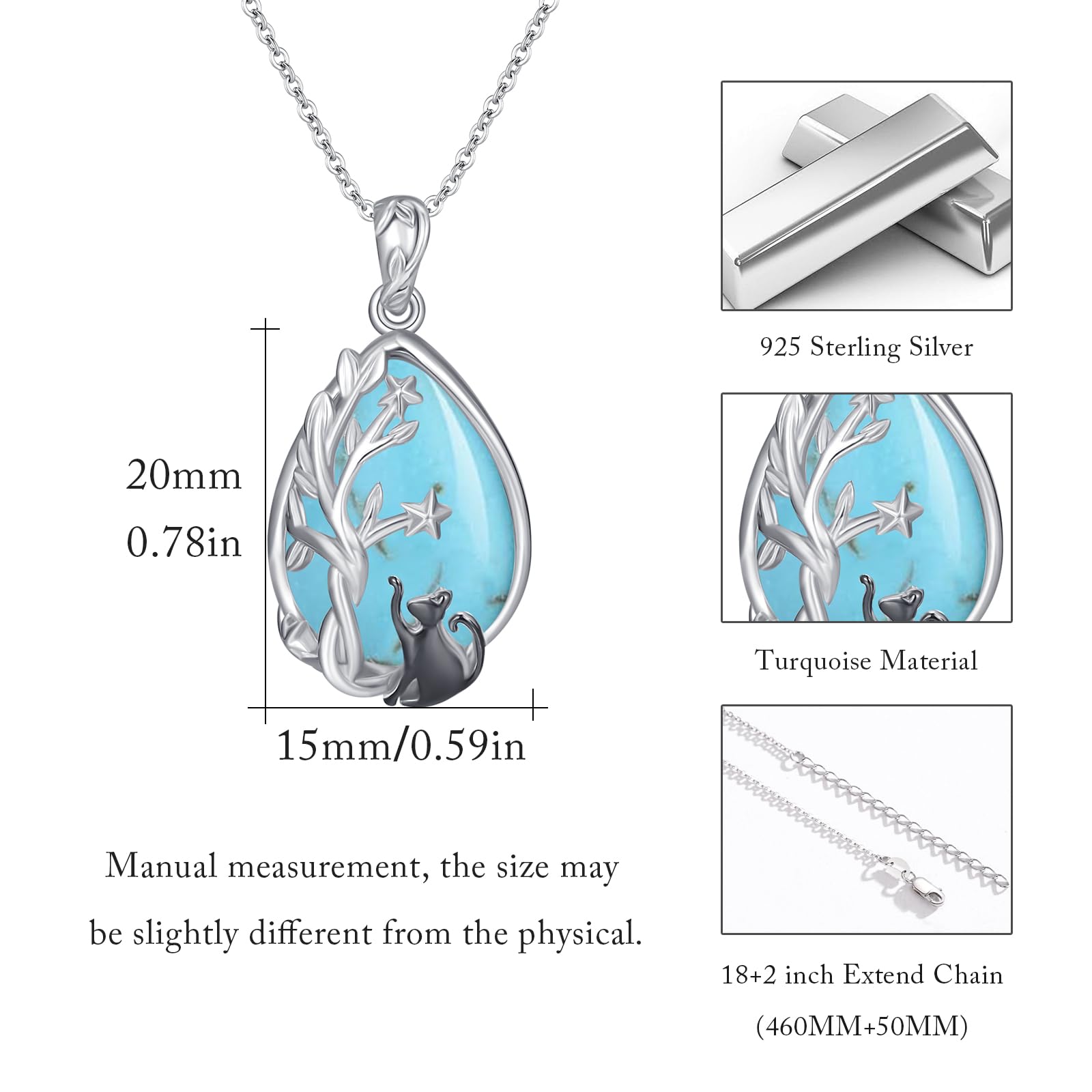 Collana con ciondolo a forma di albero della vita, in argento Sterling 925, con ciondolo a forma di albero della vita, per gli amanti dei gatti