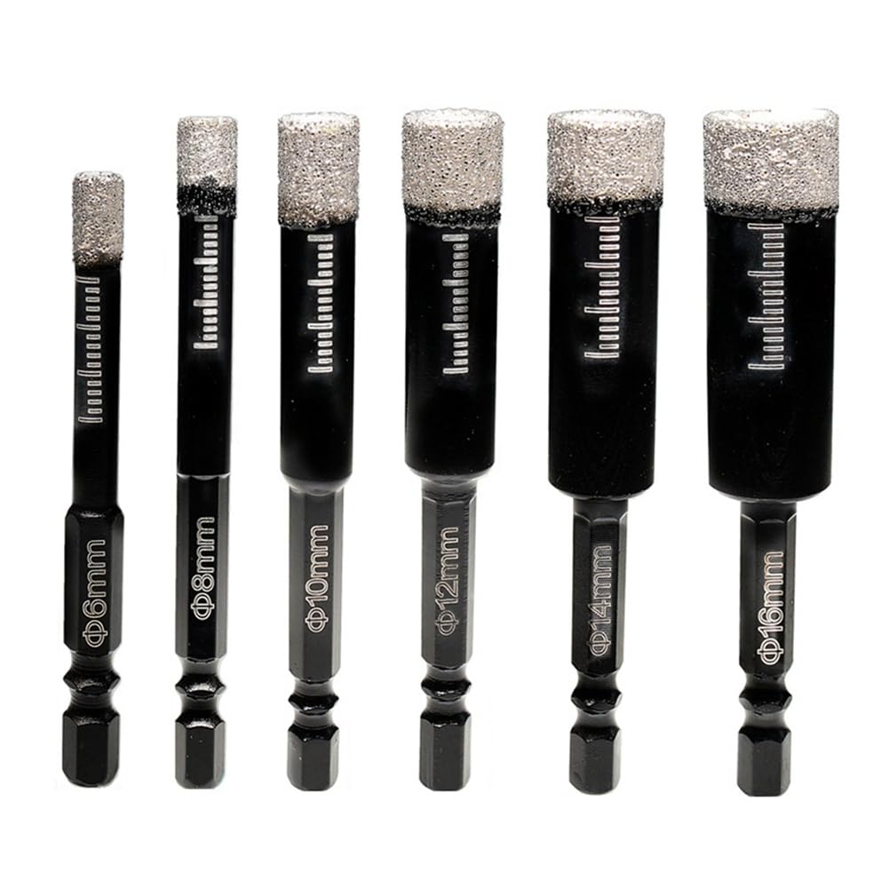 Littimoon 6 Piece Drill Bit Set Brazed Hole Opener Metal Ceramic Tile Concrete Marble Glass Reaming Dry Drilling Bit