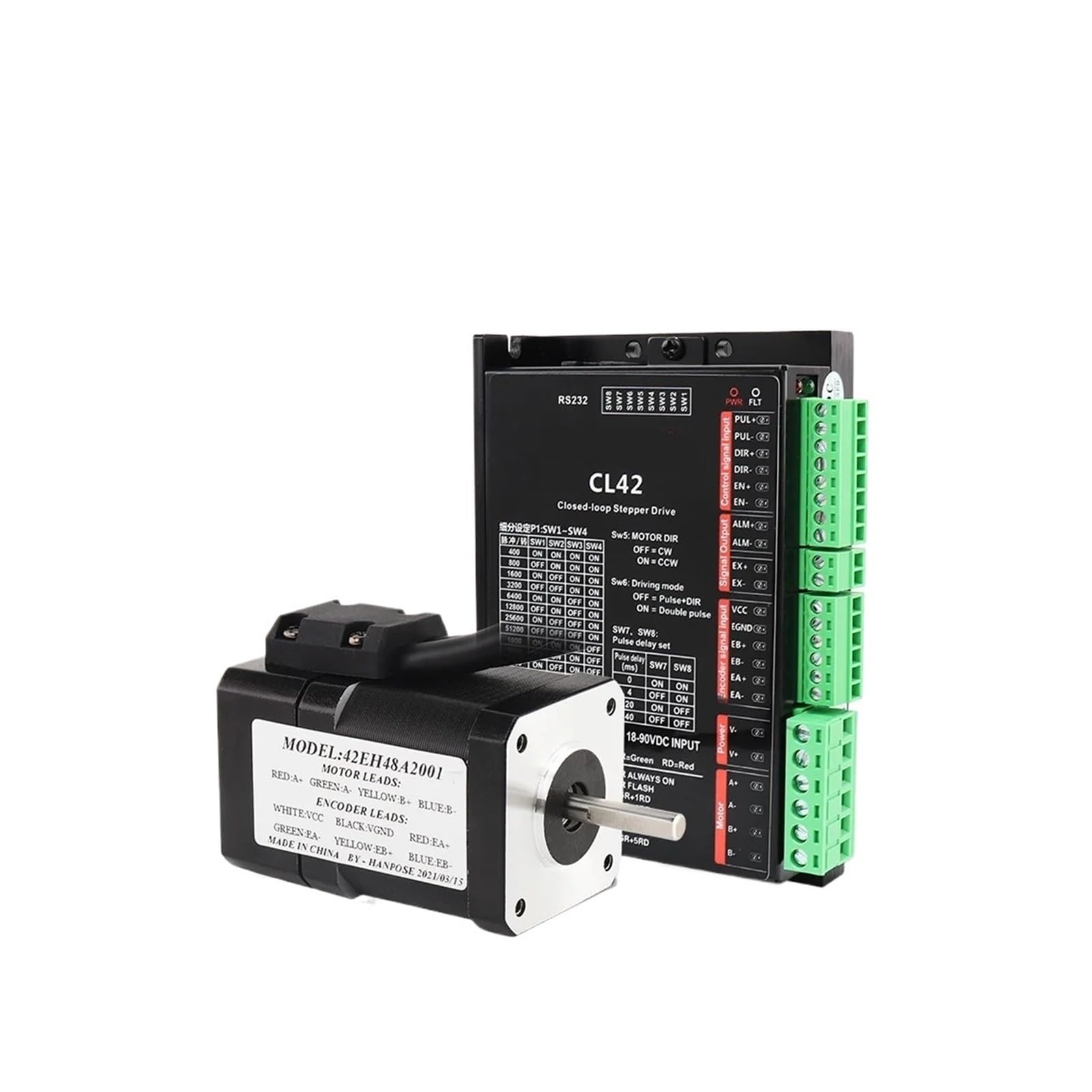 Schrittmotor-Treiber 42 Motor Hybrid Schrittmotor 42EH48A2001 Closed Loop Servo nema17 2,0 A 0,6 Nm 48 MM + CL42 Treiber CNC Controller Kit(42EH48-CL42 Sets)