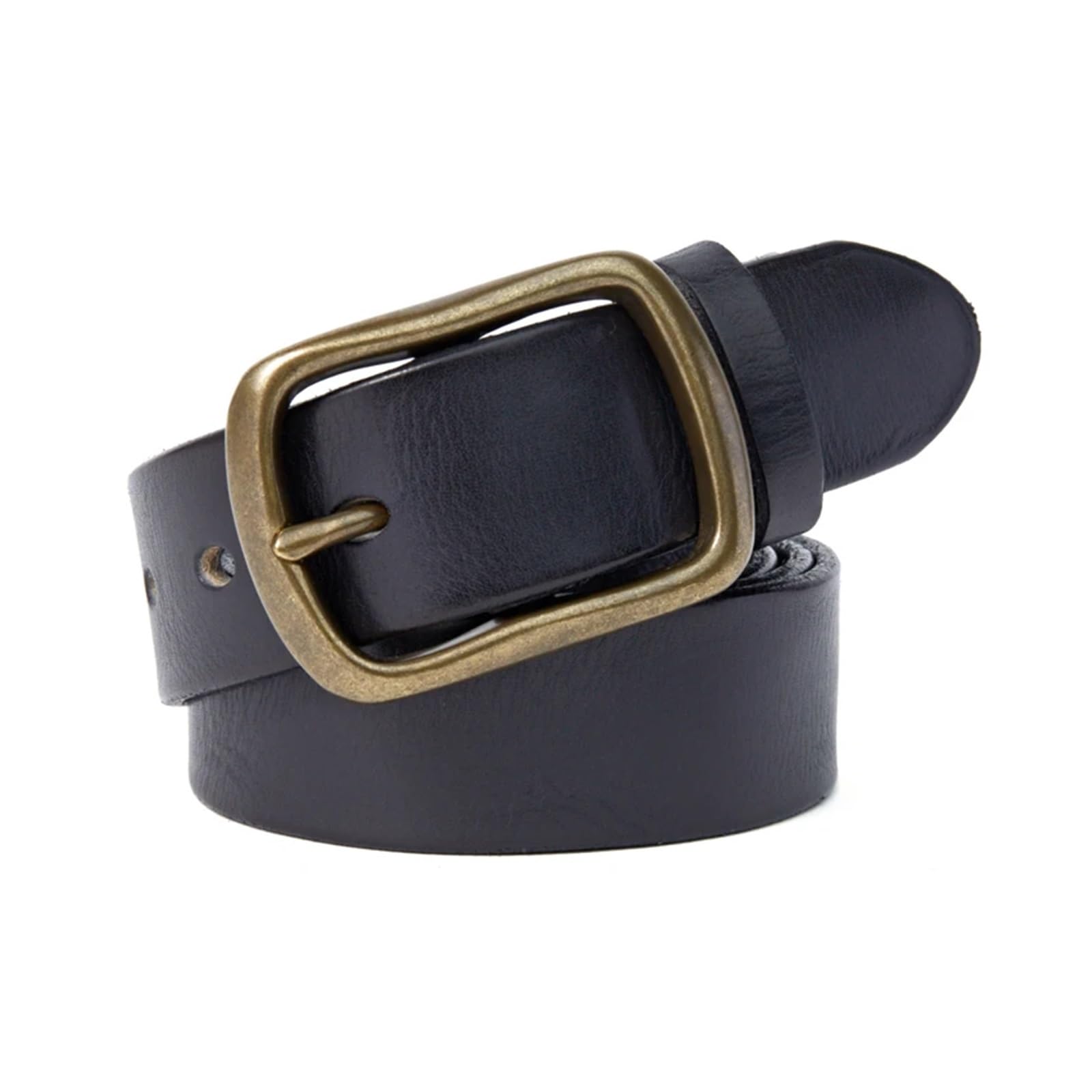 YANSHUYU Men'S Belts Leather Belt With Copper Buckle Belt(125cm,Black)