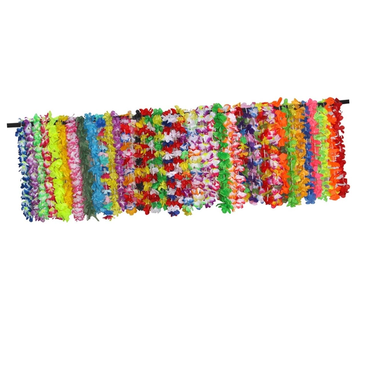 42 Stück Hawaiian Flower Garland Set Teiliges Buntes Blumenhalsband für Luau Party Tropische Strandkostüm Accessoires für Feste und Dekorationen